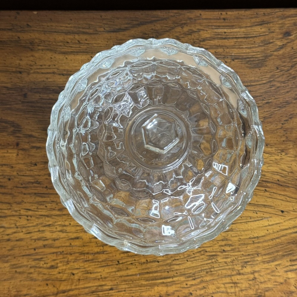 Vintage Indiana Whitehall Clear Glass  Candy Dish‎  Cubist Bowl Jar w/ Lid - Picture 2 of 12